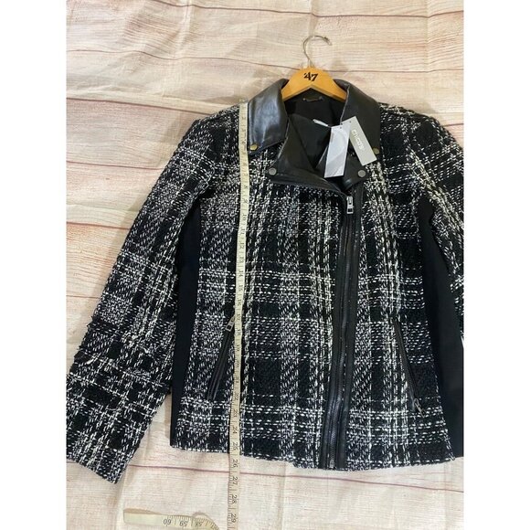 NWT Chico's Women's Tweed And Faux Leather Classic Moto Jacket - 3 (Large) - Picture 7 of 13